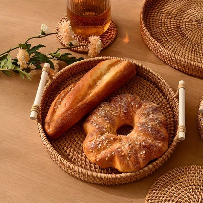 Handwoven Rattan Storage Basket with Lid