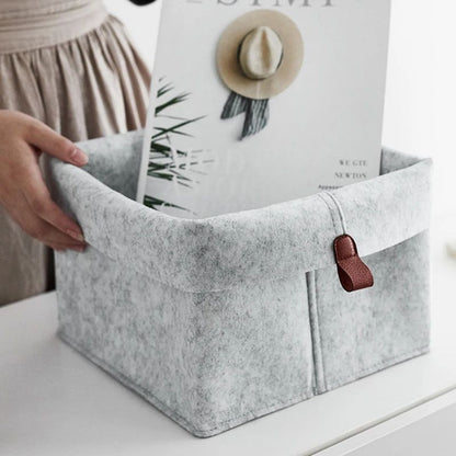 Felt Storage Basket Organizer Bin for Clothes & Laundry, Toy Sundries Box for Bathroom Office Dorm Underwear Storage