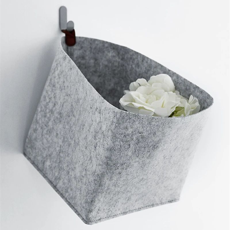 Felt Storage Basket Organizer Bin for Clothes & Laundry, Toy Sundries Box for Bathroom Office Dorm Underwear Storage