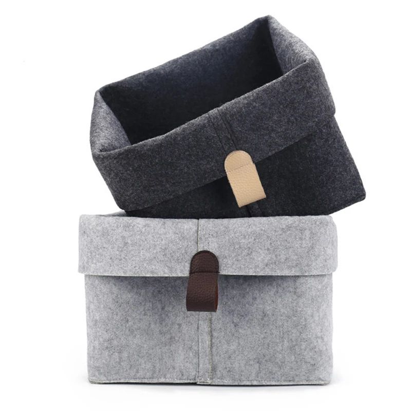 Felt Storage Basket Organizer Bin for Clothes & Laundry, Toy Sundries Box for Bathroom Office Dorm Underwear Storage