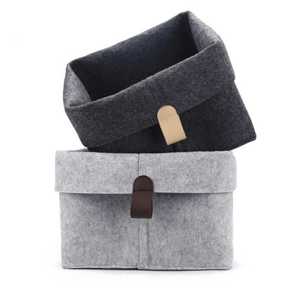 Felt Storage Basket Organizer Bin for Clothes & Laundry, Toy Sundries Box for Bathroom Office Dorm Underwear Storage