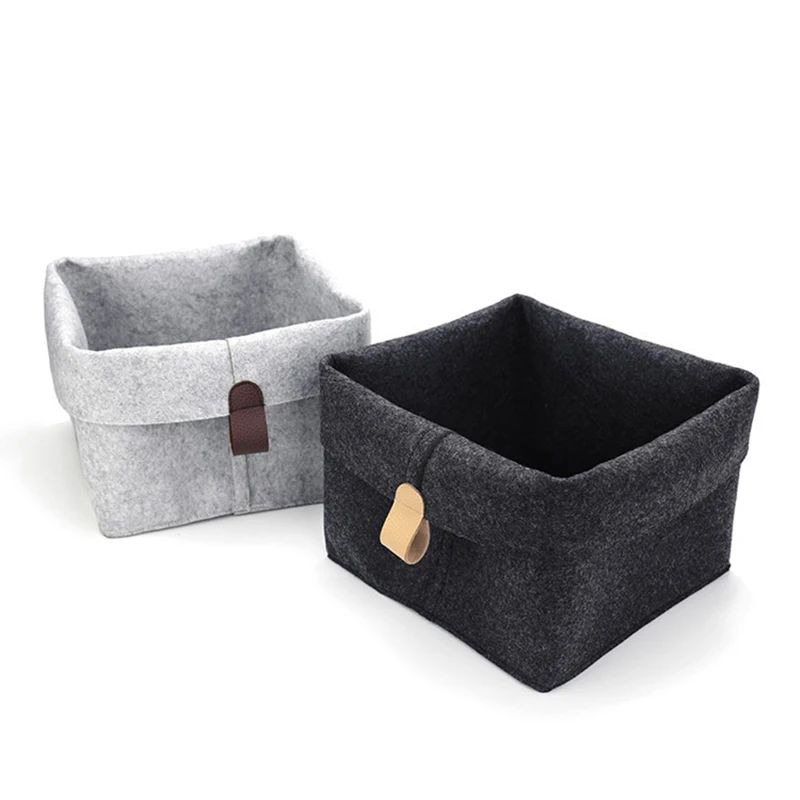 Felt Storage Basket Organizer Bin for Clothes & Laundry, Toy Sundries Box for Bathroom Office Dorm Underwear Storage