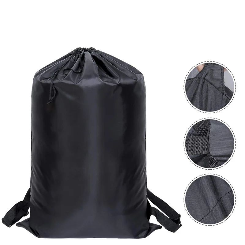 Foldable Laundry Backpack Hamper, Large Capacity Dirty Clothes Organizer Bag for Travel Dorm Gym, Drawstring Polyester