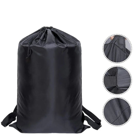 Foldable Laundry Backpack Hamper, Large Capacity Dirty Clothes Organizer Bag for Travel Dorm Gym, Drawstring Polyester