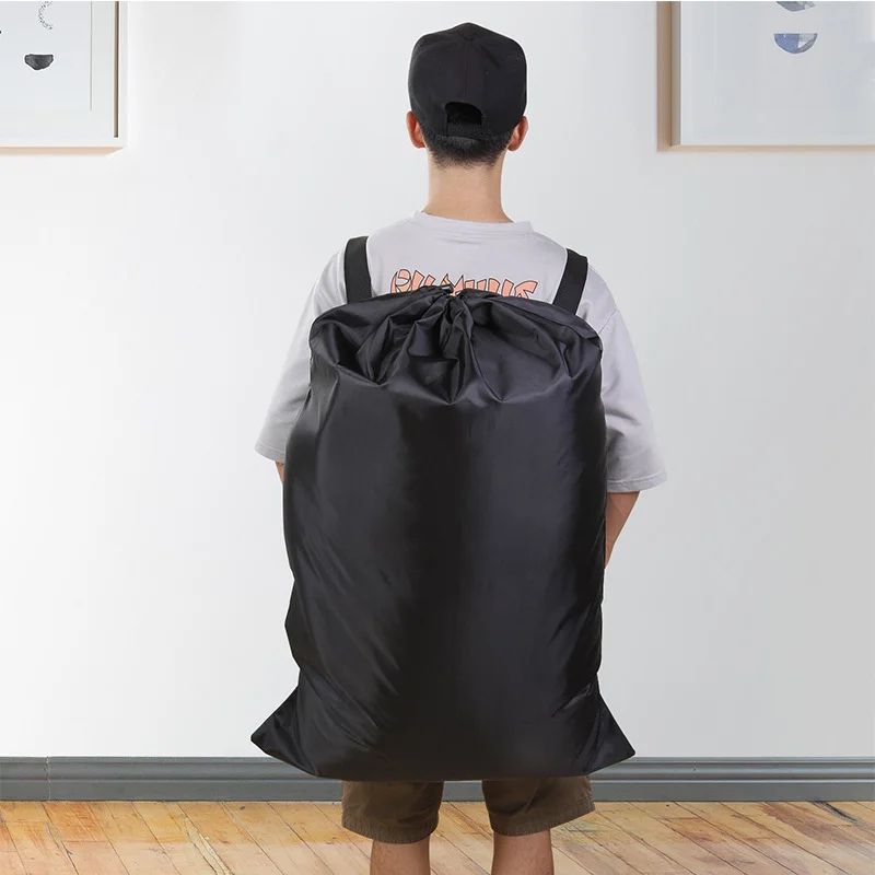 Foldable Laundry Backpack Hamper, Large Capacity Dirty Clothes Organizer Bag for Travel Dorm Gym, Drawstring Polyester