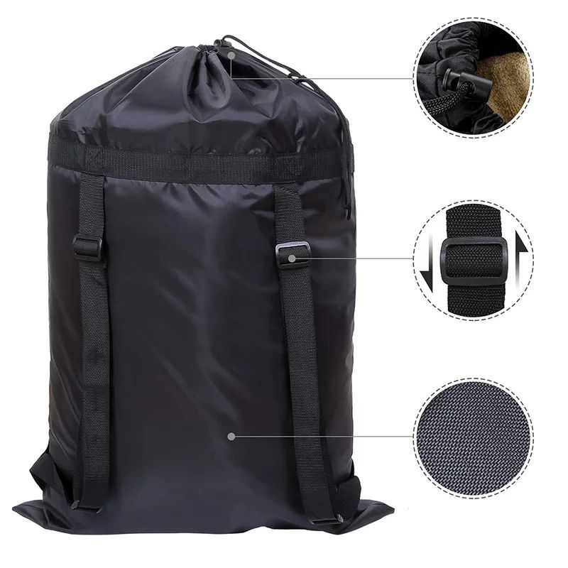 Foldable Laundry Backpack Hamper, Large Capacity Dirty Clothes Organizer Bag for Travel Dorm Gym, Drawstring Polyester