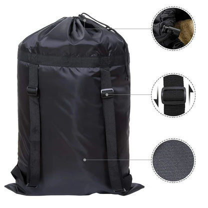 Foldable Laundry Backpack Hamper, Large Capacity Dirty Clothes Organizer Bag for Travel Dorm Gym, Drawstring Polyester