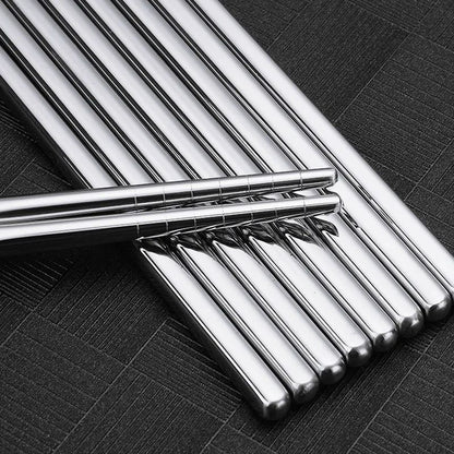 5 Pairs 304 Stainless Steel Chopsticks Reusable Non-Slip Dishwasher Safe, Modern Durable Food Grade Tableware Set