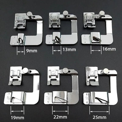 Rolled Hem Presser Foot Set 3/8 - 1 in for Sewing Machines, Multi-Size Edge Curling Press Foot Accessories for Home Use