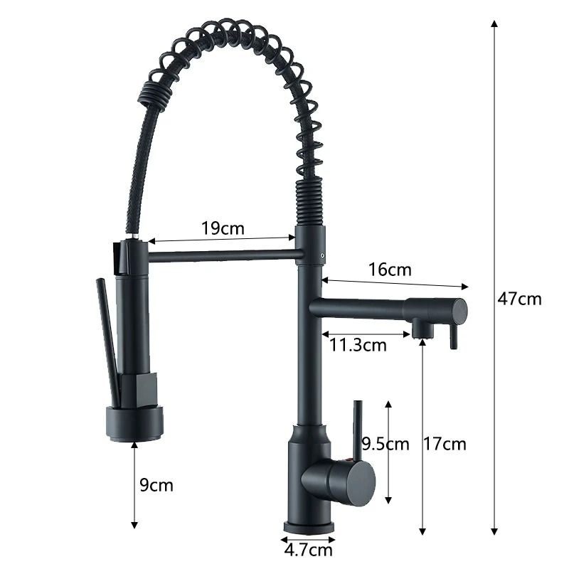 Pull Down kitchen sink faucet Hot and Cold Mixer with Dual Spout and 360 Rotation