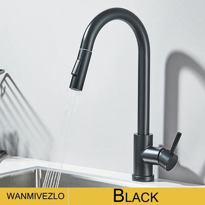 Pull Out kitchen faucet 360 Rotation Single Lever Hot and Cold Sink Mixer Tap