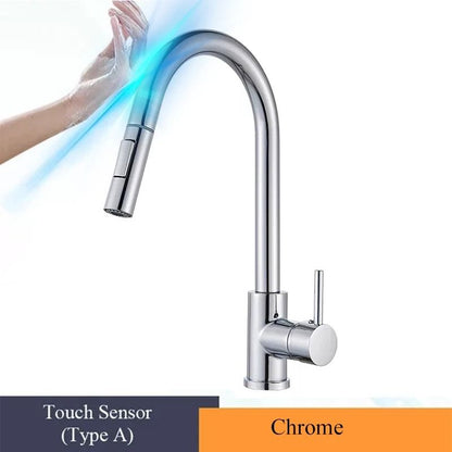 Pull Out touch sensor kitchen faucet 360 Rotation Smart Single Handle Mixer Tap