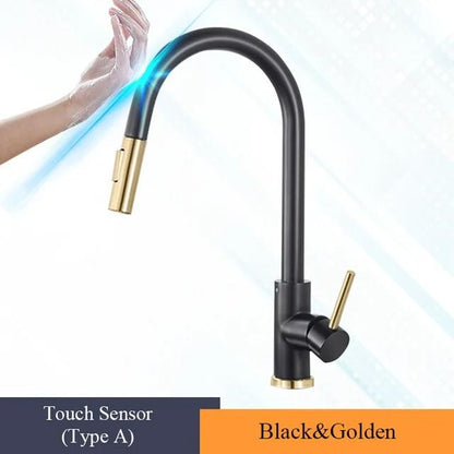 Pull Out touch sensor kitchen faucet 360 Rotation Smart Single Handle Mixer Tap