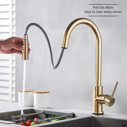 Pull Out touch sensor kitchen faucet 360 Rotation Smart Single Handle Mixer Tap
