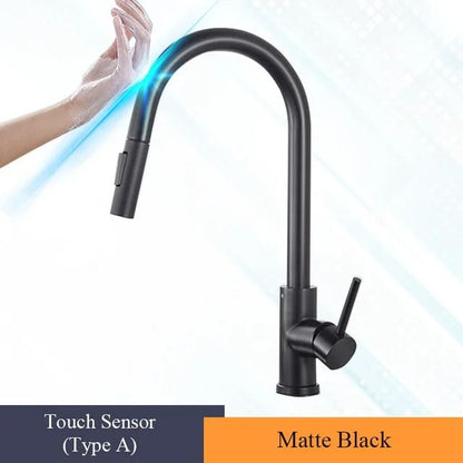 Pull Out touch sensor kitchen faucet 360 Rotation Smart Single Handle Mixer Tap