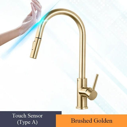 Pull Out touch sensor kitchen faucet 360 Rotation Smart Single Handle Mixer Tap
