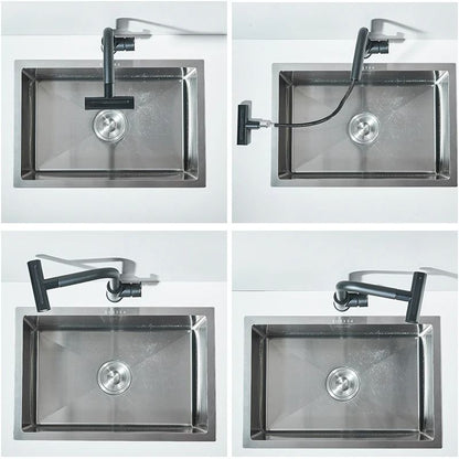 Flexible kitchen sink faucet Pull Out Mixer Tap with 360 Rotation and Rainfall Water Flow