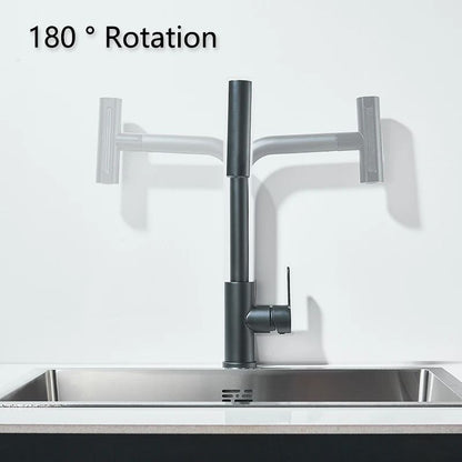 Flexible kitchen sink faucet Pull Out Mixer Tap with 360 Rotation and Rainfall Water Flow