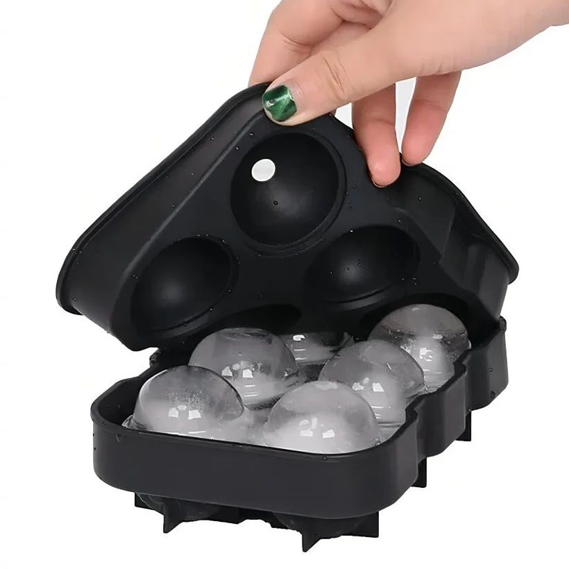 6-Cavity whiskey ice cube tray Set - Large Round/Square ice ball mold & large ice cube mold with Lid