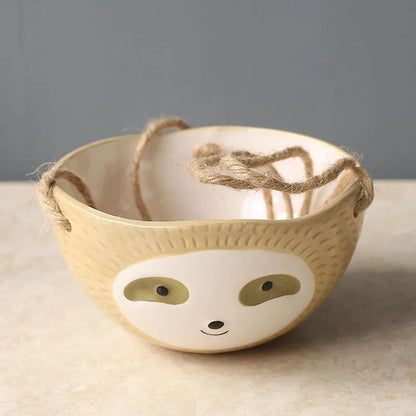 Ceramic Hanging Sloth Planter Pot - Cute Animal Hanging Succulent Planter for Indoor Decor