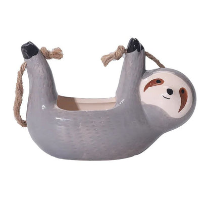 Ceramic Hanging Sloth Planter Pot - Cute Animal Hanging Succulent Planter for Indoor Decor