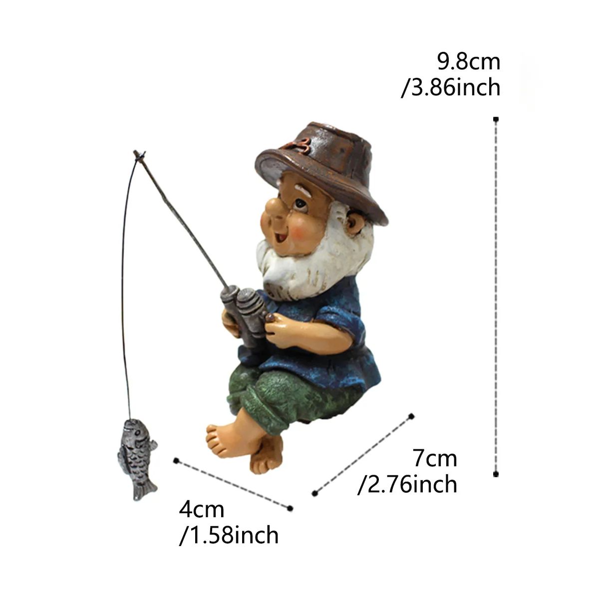 Whimsical Fishing Gnome Statue Resin Garden Figurine for Outdoor Garden Decor