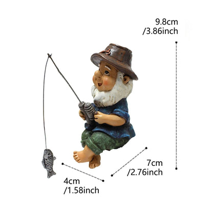 Whimsical Fishing Gnome Statue Resin Garden Figurine for Outdoor Garden Decor