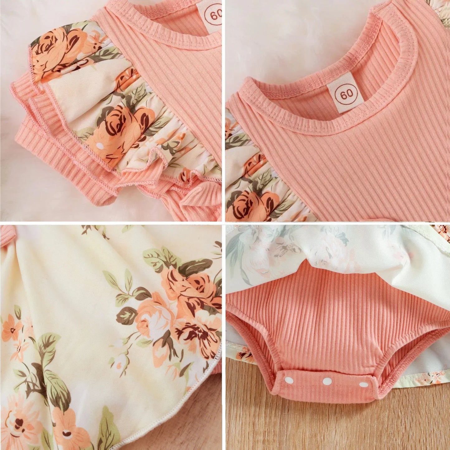 Striped Jumpsuit Summer Dress With Bowknot Headband Cotton Dress For Crawling Clothes Floral Clothes