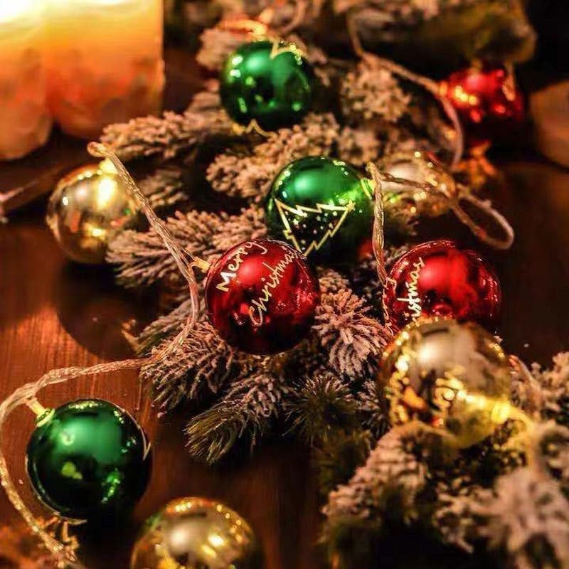 LEDs Battery Powered Yellow, Red, Green Christmas Ball String Light for Party Room, Festival Decor