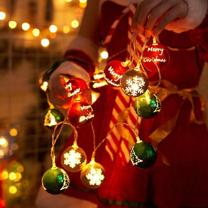 LEDs Battery Powered Yellow, Red, Green Christmas Ball String Light for Party Room, Festival Decor
