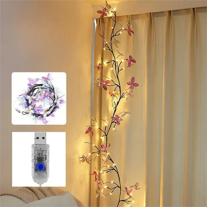 Romantic Butterfly String Light, USB Plug, Indoor Wall Living Room Bedroom Decor for Valentines Day