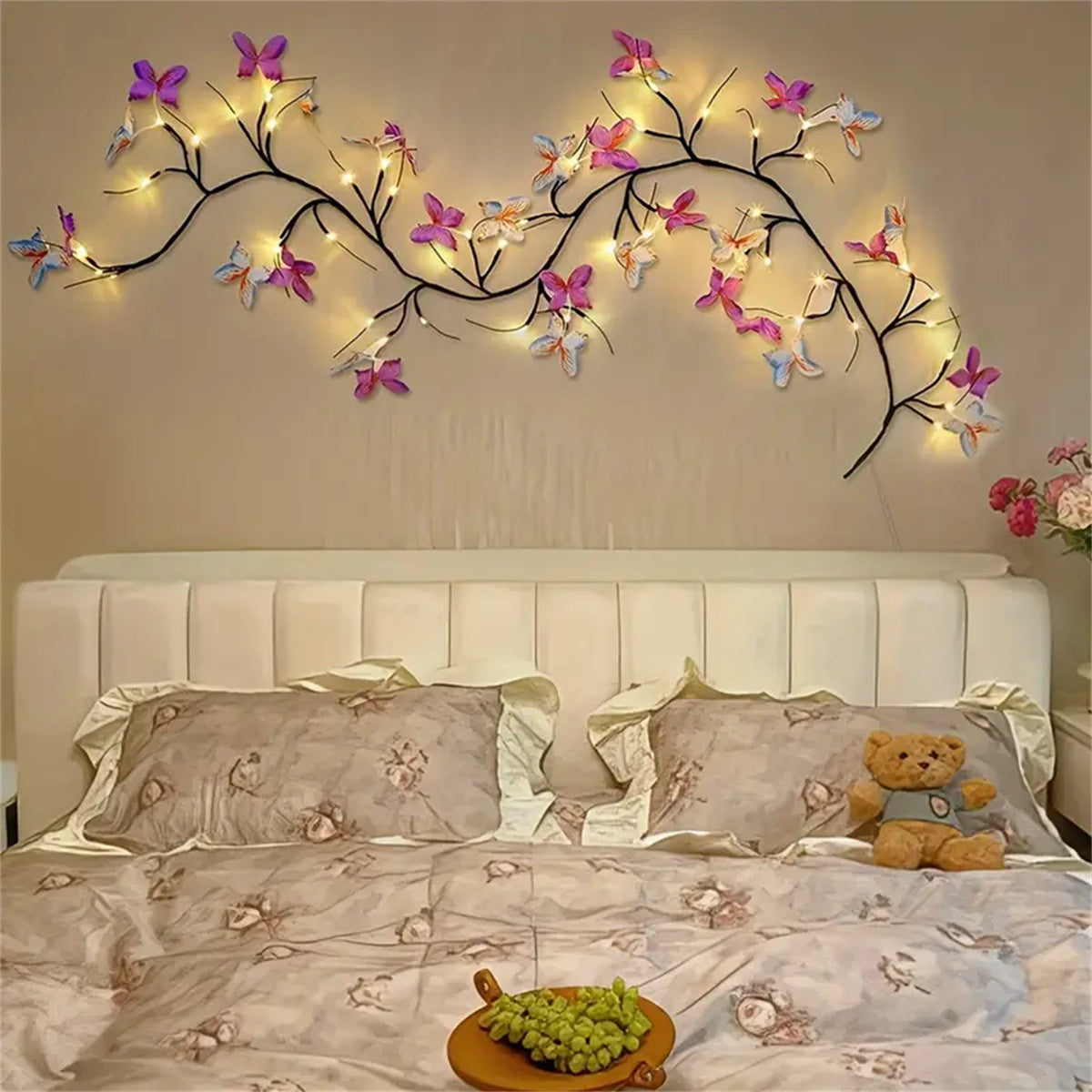 Romantic Butterfly String Light, USB Plug, Indoor Wall Living Room Bedroom Decor for Valentines Day