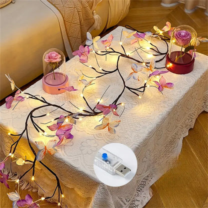 Romantic Butterfly String Light, USB Plug, Indoor Wall Living Room Bedroom Decor for Valentines Day