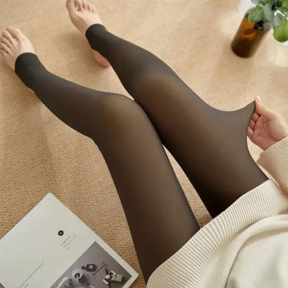 Womens Thermal Fleece Tights Seamless Fleece Lined Leggings for Cozy Winter Comfort