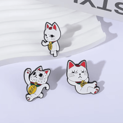 2Pcs Turbo Granny Cat Cartoon Enamel Pins – Funny Anime Cat Brooch and Lapel Badge Gift