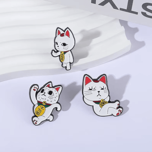 2Pcs Turbo Granny Cat Cartoon Enamel Pins – Funny Anime Cat Brooch and Lapel Badge Gift