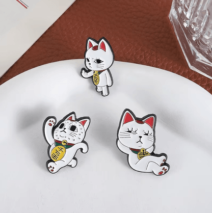2Pcs Turbo Granny Cat Cartoon Enamel Pins – Funny Anime Cat Brooch and Lapel Badge Gift