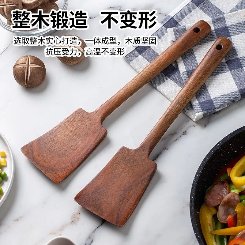Wooden Spatula for Non-Stick Pans – Heat-Resistant Anti-Scald Cooking Utensil for Home Kitchen Stirring & Flipping