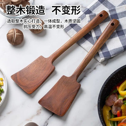 Wooden Spatula for Non-Stick Pans – Heat-Resistant Anti-Scald Cooking Utensil for Home Kitchen Stirring & Flipping