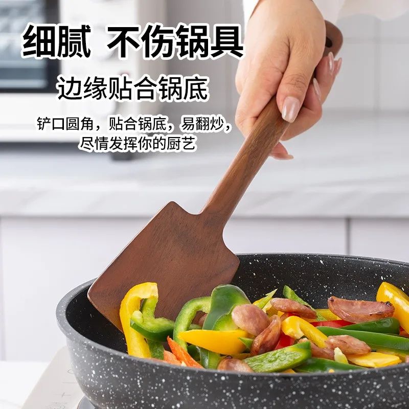 Wooden Spatula for Non-Stick Pans – Heat-Resistant Anti-Scald Cooking Utensil for Home Kitchen Stirring & Flipping