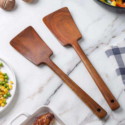 Wooden Spatula for Non-Stick Pans – Heat-Resistant Anti-Scald Cooking Utensil for Home Kitchen Stirring & Flipping