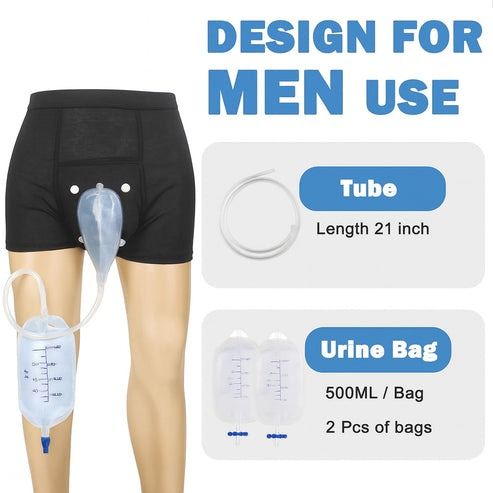 Silicone Urine Funnel Collector, Male Wearable Incontinence Pants, Urinal Leg Bag for Easy Use and Comfort