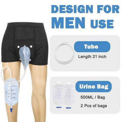 Silicone Urine Funnel Collector, Male Wearable Incontinence Pants, Urinal Leg Bag for Easy Use and Comfort