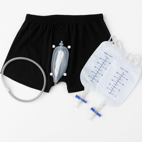 Silicone Urine Funnel Collector, Male Wearable Incontinence Pants, Urinal Leg Bag for Easy Use and Comfort