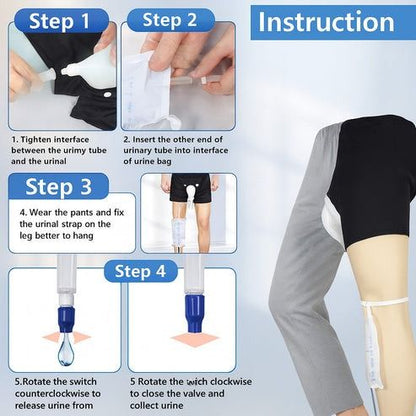 Silicone Urine Funnel Collector, Male Wearable Incontinence Pants, Urinal Leg Bag for Easy Use and Comfort