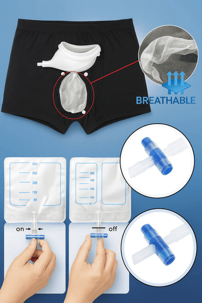 Silicone Urine Funnel Collector, Male Wearable Incontinence Pants, Urinal Leg Bag for Easy Use and Comfort