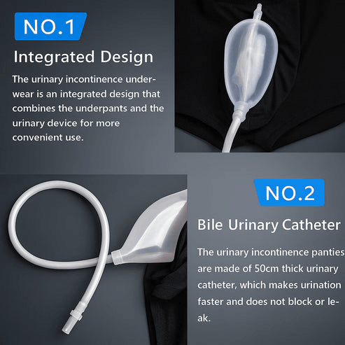 Silicone Urine Funnel Collector, Male Wearable Incontinence Pants, Urinal Leg Bag for Easy Use and Comfort