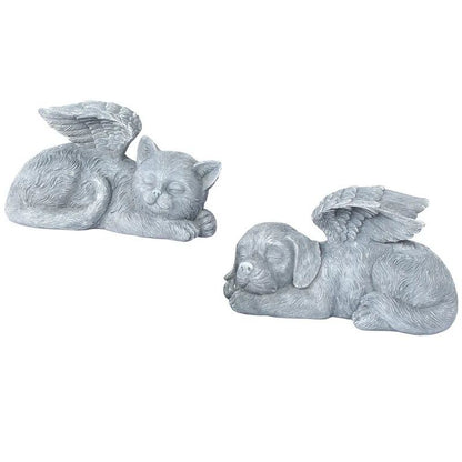 Angel Pet Statue Resin Garden Ornament for Outdoor Decor, Cat or Dog with Wings