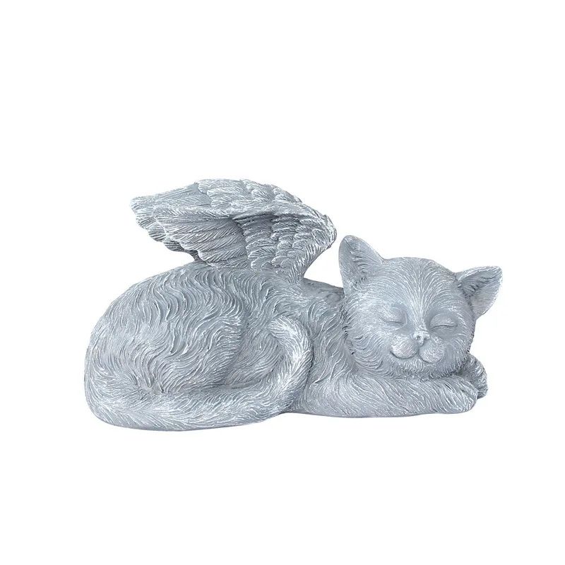Angel Pet Statue Resin Garden Ornament for Outdoor Decor, Cat or Dog with Wings