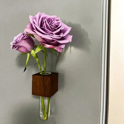 Wooden Magnetic Test Tube Vase for Fridge Decor – Mini Bud Vase & fridge magnet flower vase